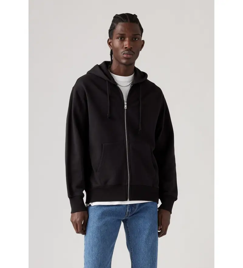 Levi per uomo A9265-0000 Felpa con zip intera autentica nera (S), Nero, Casual, Cotone