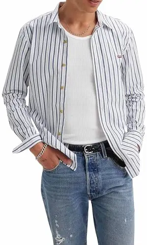 Levi's Long-Sleeve Battery Housemark Slim, Uomo, Jenny Stripe Sodalite Blue, XS miniatura 3