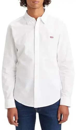 Levi's Long-Sleeve Battery Housemark Slim, Uomo, White, M