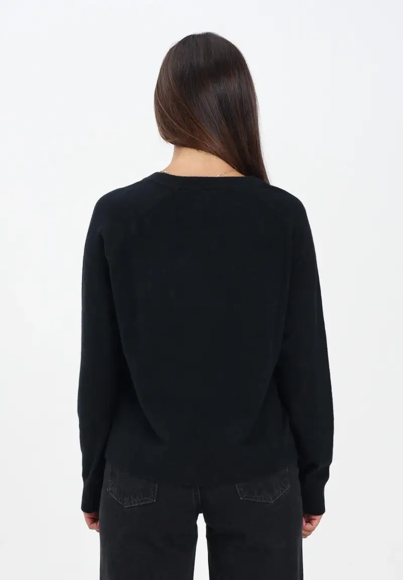 Maglioncino con scollo a V nero da donna miniatura 3