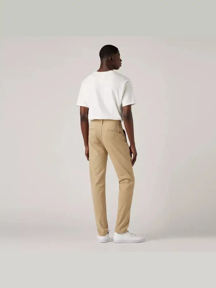 pantalone beige uomo chino in cotone slim logo sul retro miniatura 2