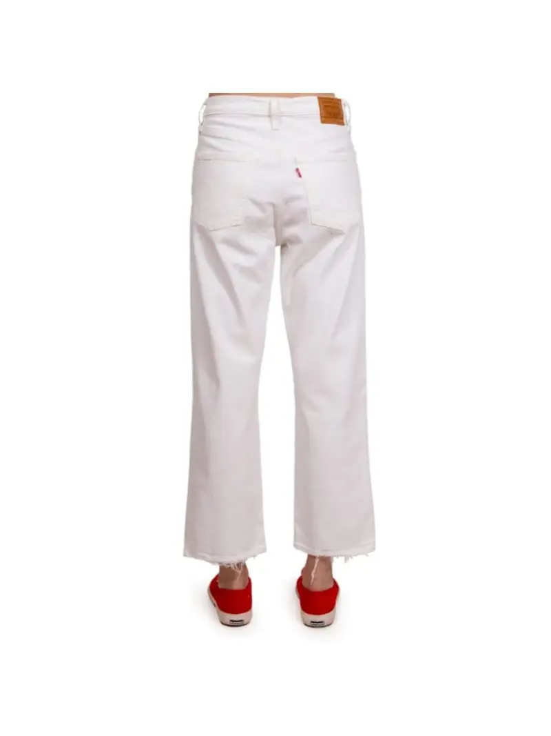 Levi's pantalone in denim bianco donna ribcage dritti miniatura 2