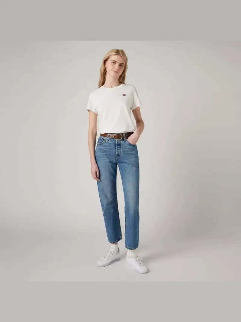 Levi's pantalone in denim donna mom fit logo sul retro