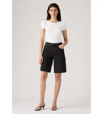 per donna 000MJ-0009 Pantaloncini neri larghi da papà (24), Nero, Casual, Cotone, Denim