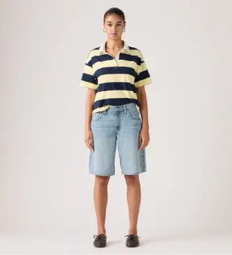 per donna 000MJ-0017 Pantaloncini larghi blu da papà (24), Casual, Cotone, Denim