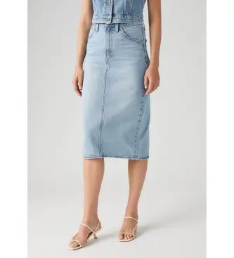 per donna 001VH-0001 Gonna blu con spacchi a vita alta (23), Casual, Cotone, Denim