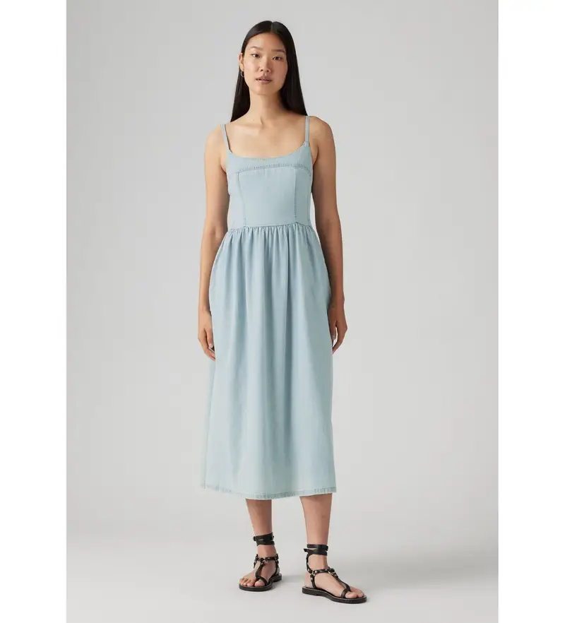 per donna 001WB-0000 Abito blu Alessia (M), Casual, Cotone, Senza maniche / cinghie