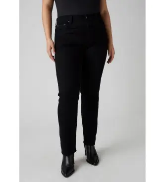 per donna 18883-0321 Jeans dritti a vita alta 724 neri (25/30), Nero, Casual, Cotone, Denim