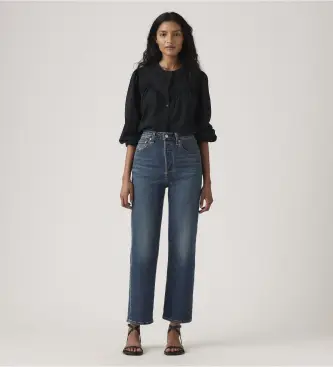 per donna 72693-0281 Jeans dritti alla caviglia Ribcage Blue (24/27), Casual, Cotone, Denim Blu