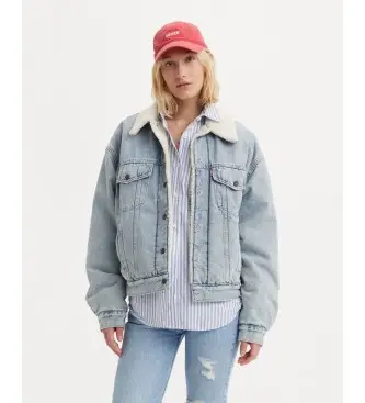 per donna A4435-0010 Giacca Sherpa blu anni '90 (M), Casual, Cotone, Denim