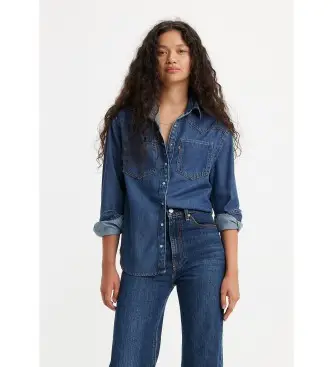 per donna A7244-0007 Camicia blu Teodora (XS), Casual, Manica lunga, Lyocell