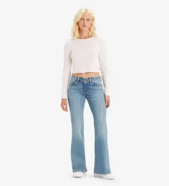 per donna A7454-0000 Jeans blu a zampa super bassa (25/32), Casual, Cotone, Denim