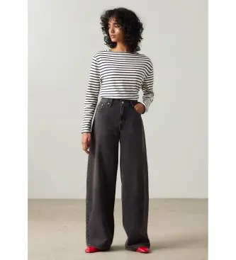 per donna A8701-0003 Jeans dritti neri XL (23/29), Nero, Casual, Cotone, Denim