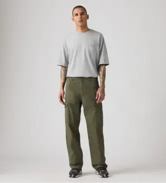 per uomo 003KQ-0003 Pantaloni cargo larghi verdi XX (29/32), Casual, Verde, Cotone