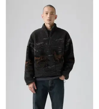 per uomo 003WP-0000 Felpa Idyllwild Sherpa Popover nera (L), Nero, Casual, Poliestere