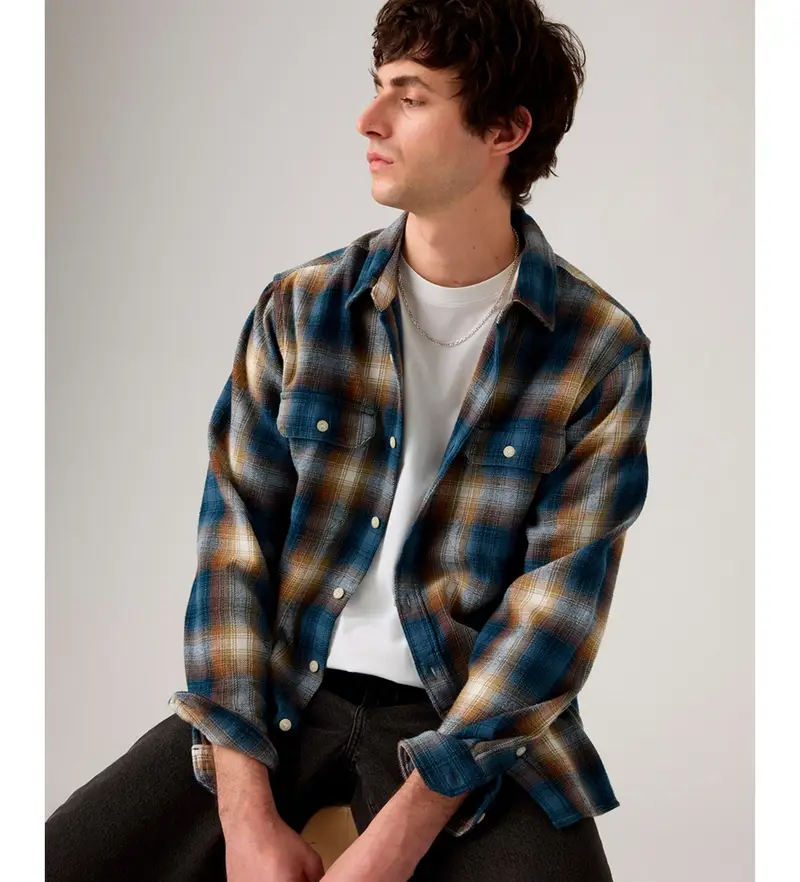 per uomo 19573-0281 Camicia blu Jackson Worker (L), Casual, Cotone, Manica lunga