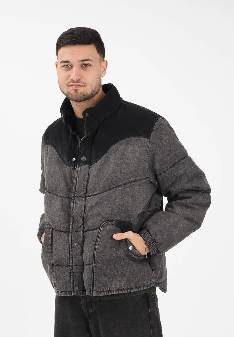 Piumino Wild West in denim nero da uomo miniatura 2