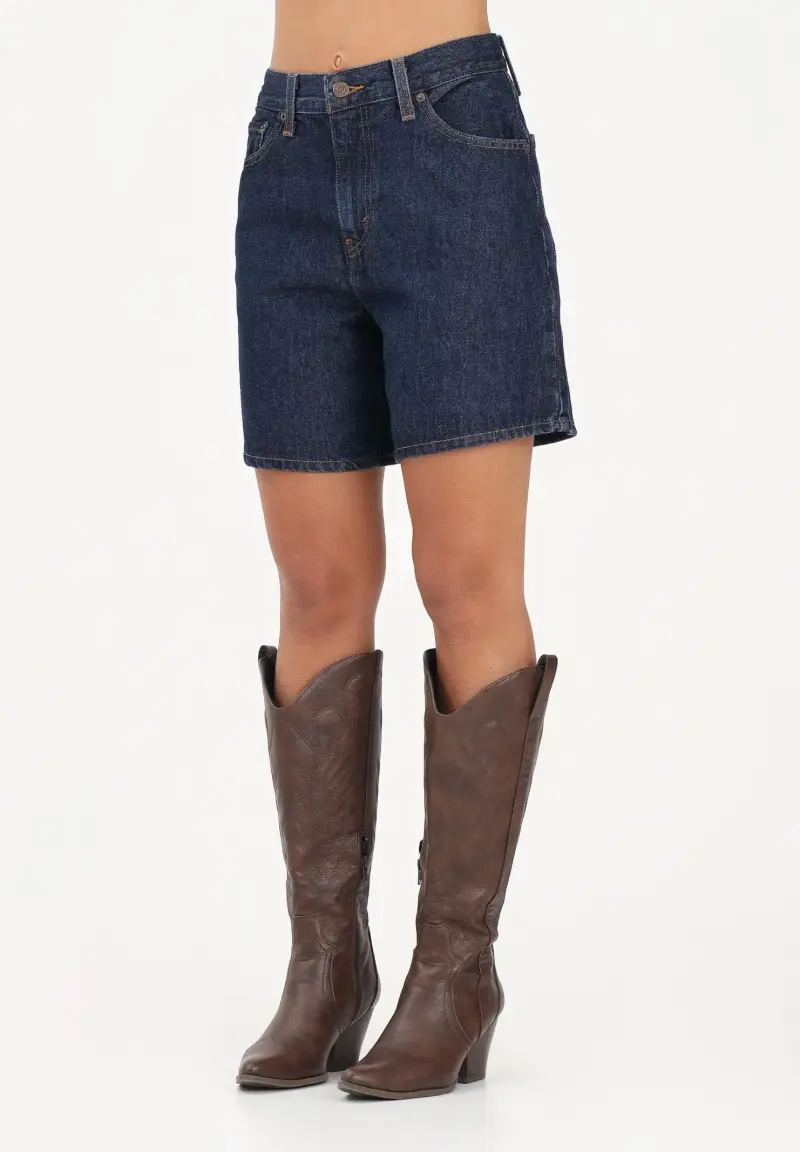 LEVI S Shorts High Rise Baggy in denim blu da donna