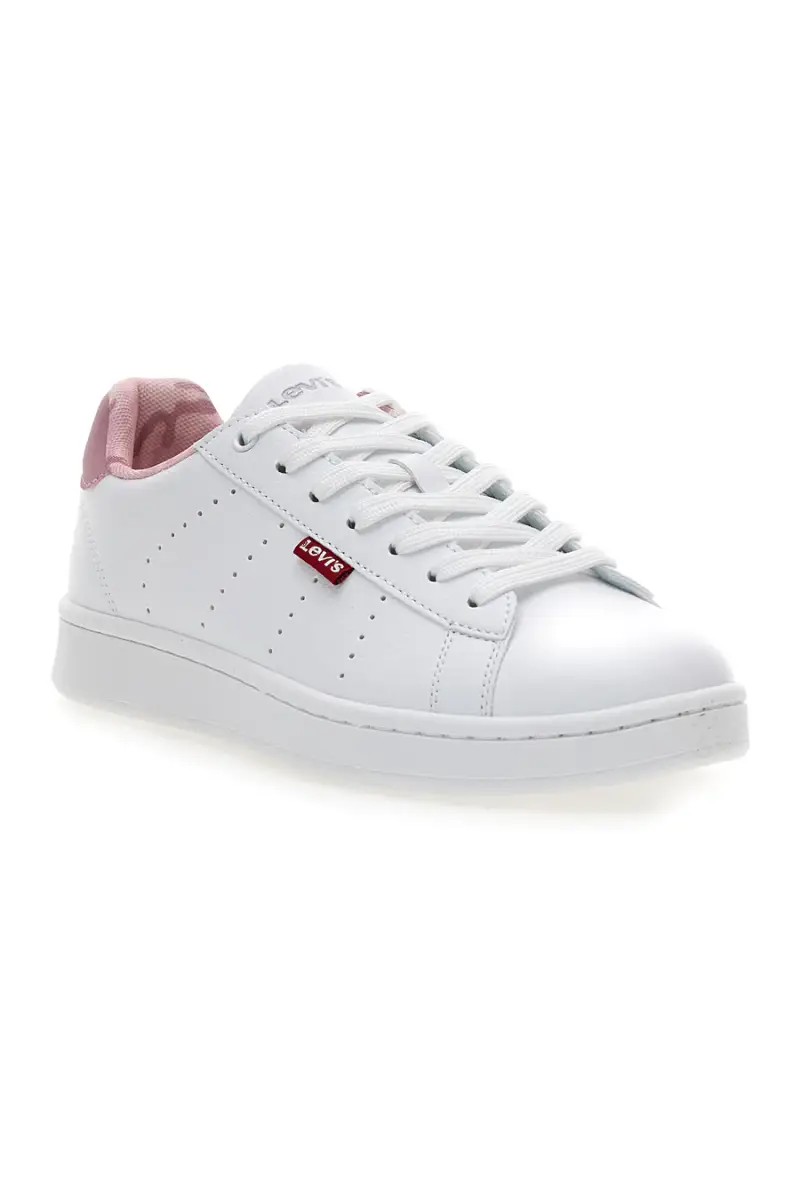 Sneakers bianche con dettagli rosa lacci Levi s Avenue [WHITE miniatura 2