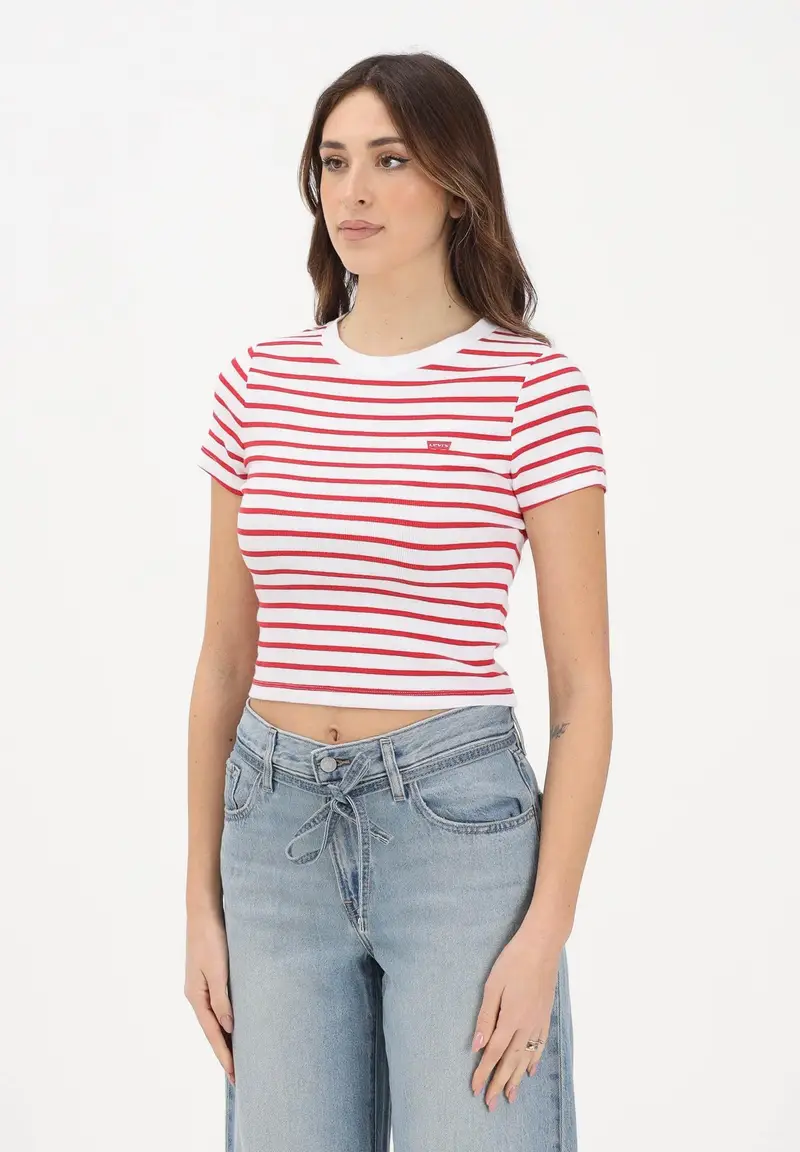 LEVI S T-shirt a manica corta The Perfect bianca e rossa da donna