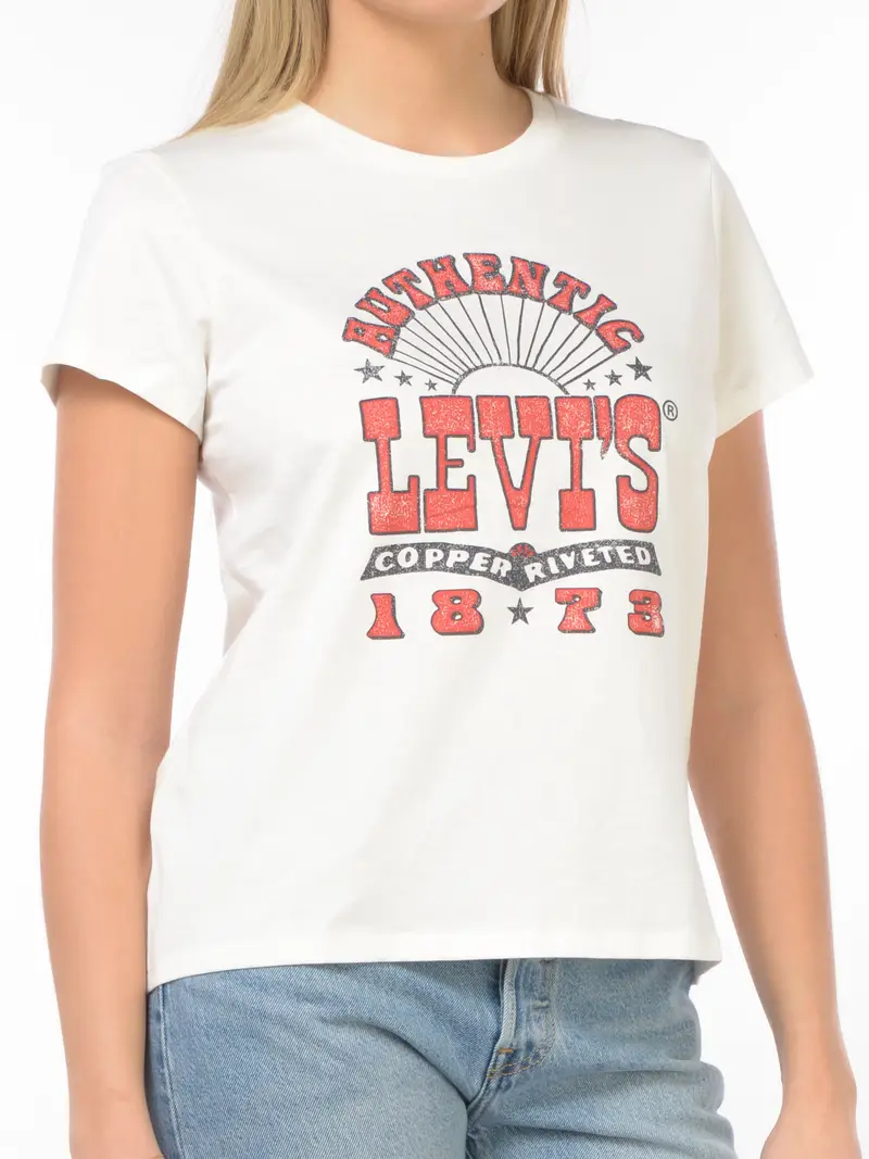 t Shirt da donna Levi s® a girocollo con stampa e logo Bianco