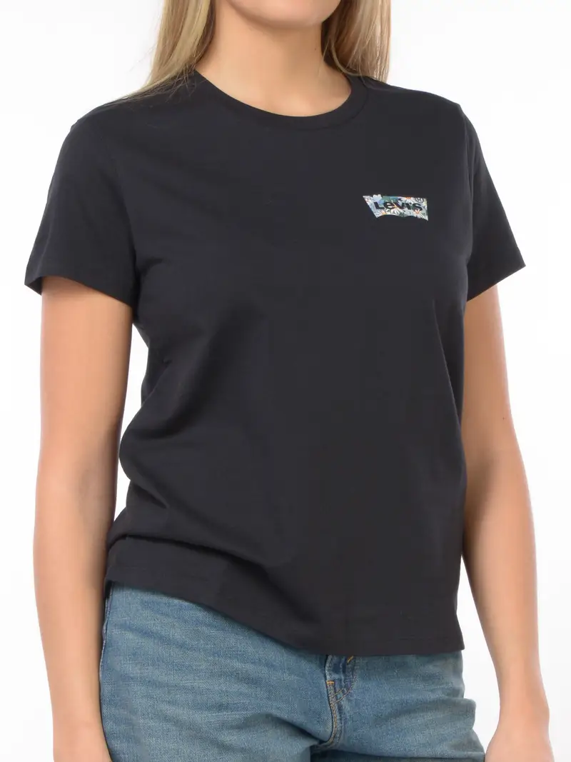 t Shirt da donna Levi s® a manica corta con logo floreale NERO