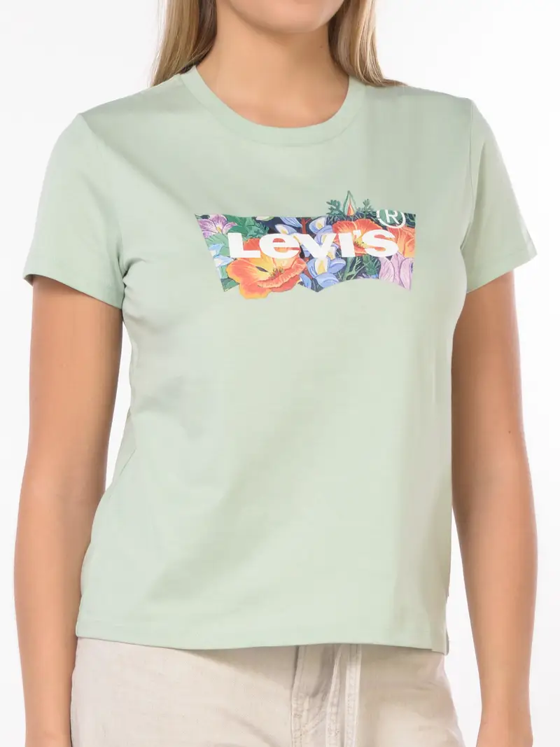 t Shirt da donna Levi s® con logo e stampa floreale Verde