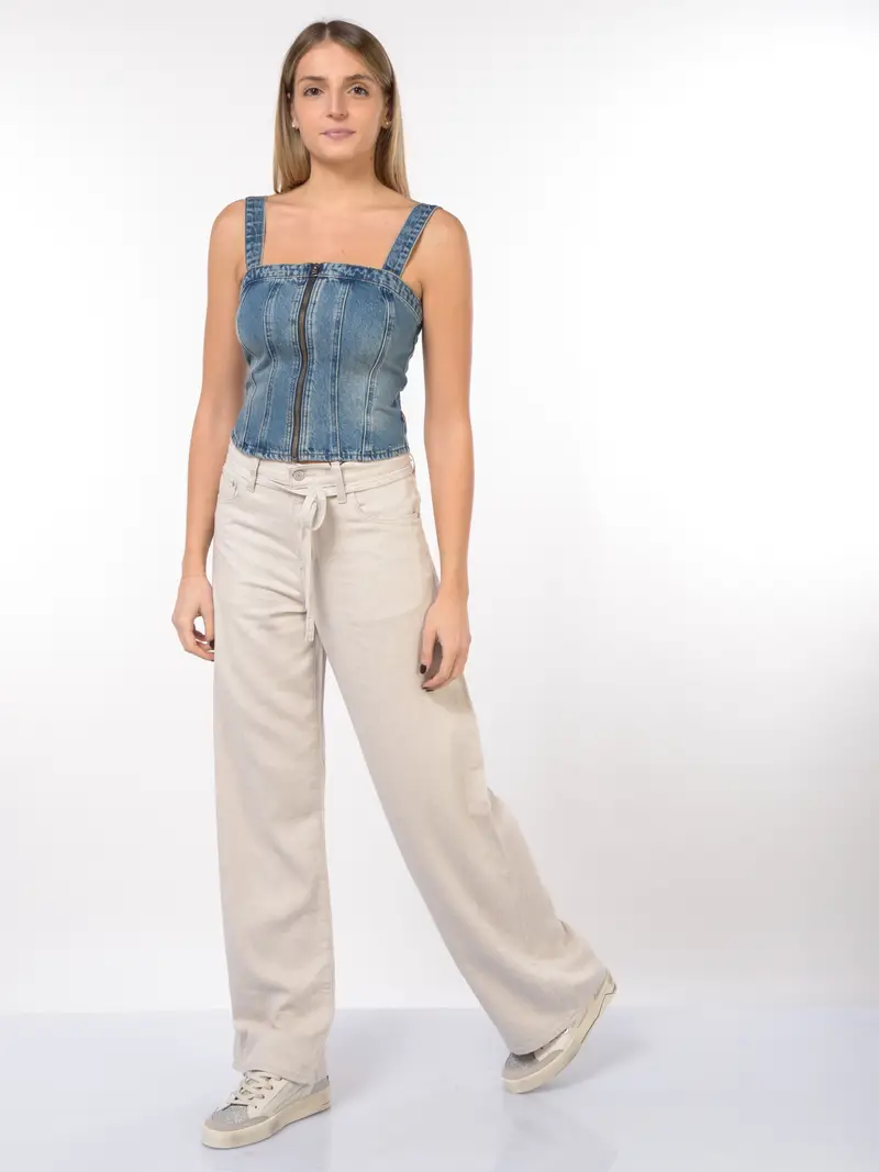 top da donna Levi s® in denim con zip Blu miniatura 2