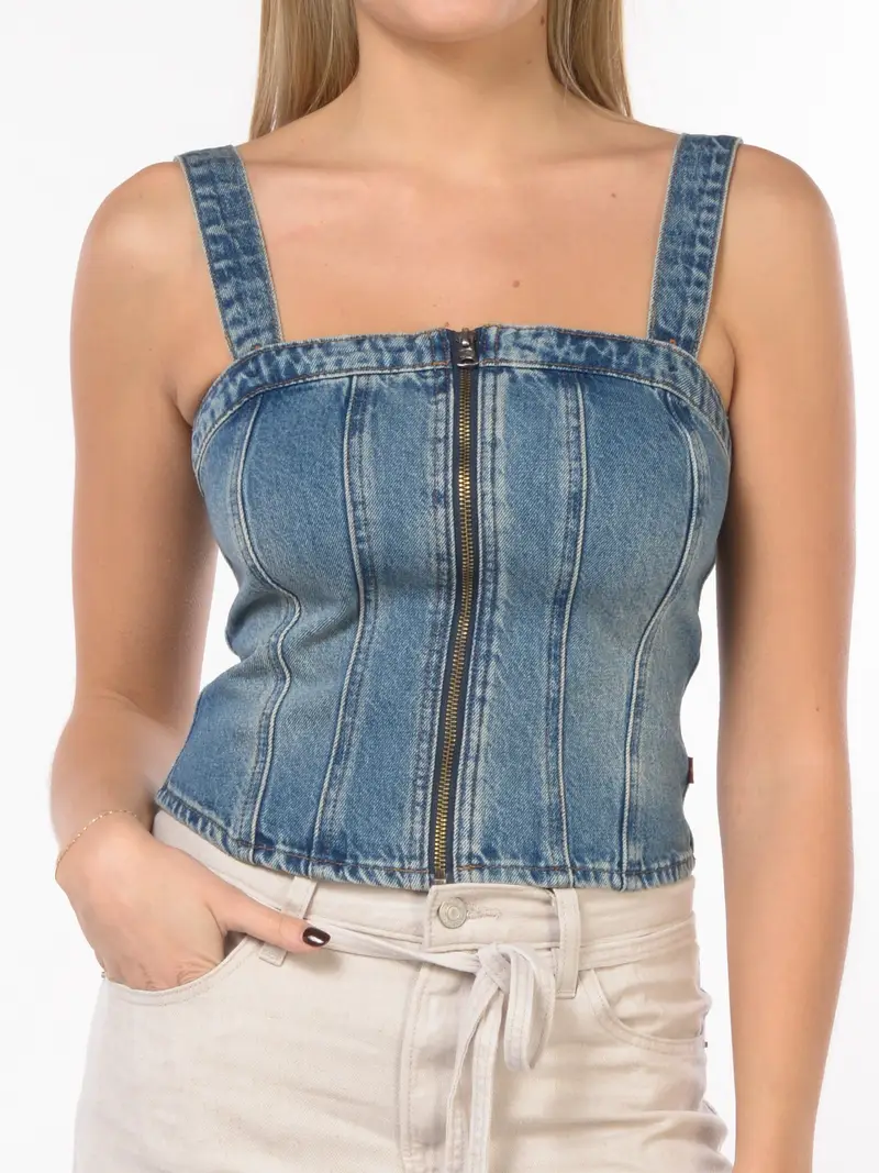 top da donna Levi s® in denim con zip Blu