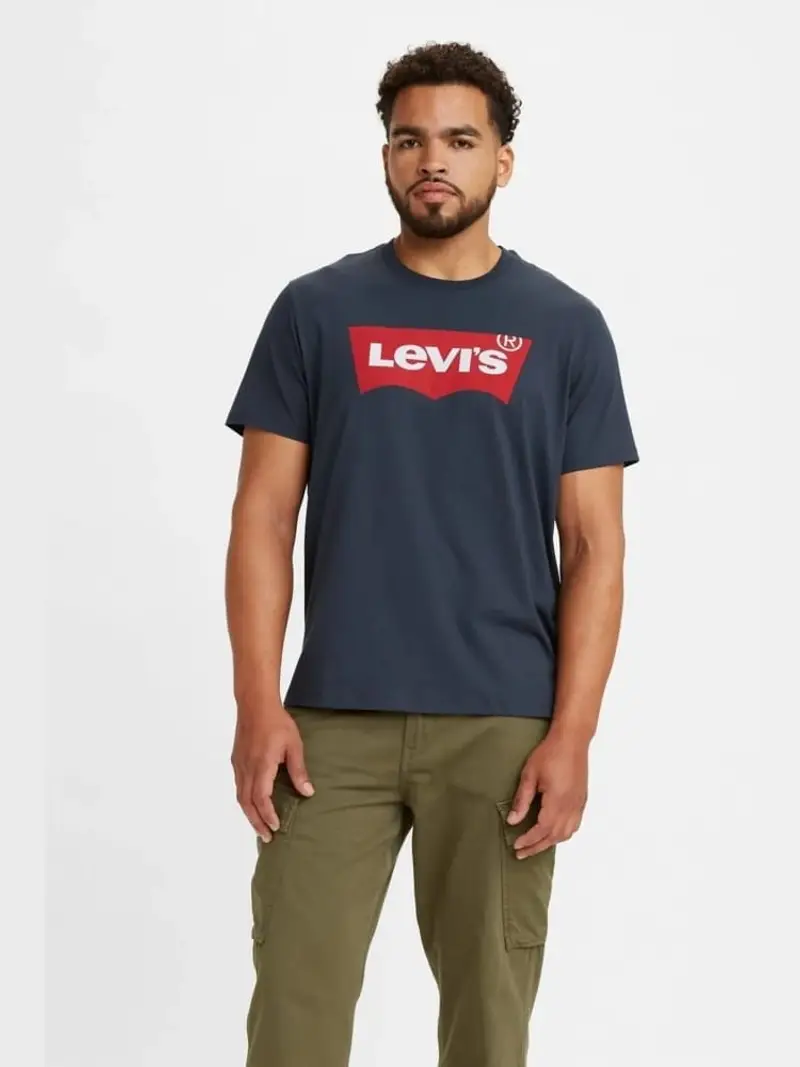 Levi's tshirt blu navy uomo in cotone maxi logo sul davanti