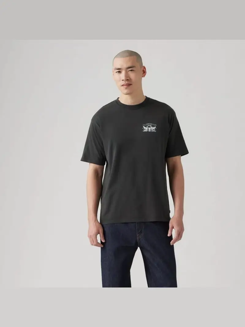 Levi's tshirt nera uomo in cotone maxi logo sul retro a contrasto