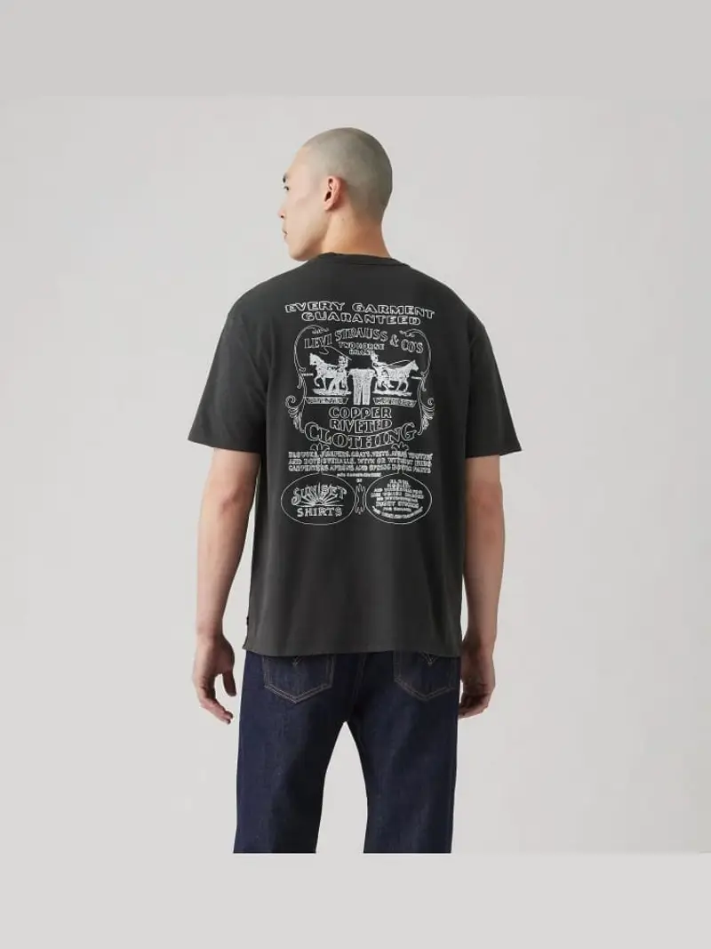Levi's tshirt nera uomo in cotone maxi logo sul retro a contrasto miniatura 2
