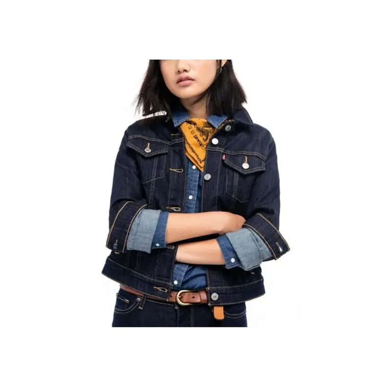 Levi's Giacca Denim Casual Donna Blu Scuro con Taschino sul Petto miniatura 4