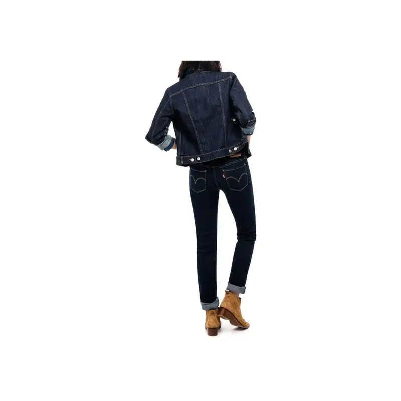 Levi's Giacca Denim Casual Donna Blu Scuro con Taschino sul Petto miniatura 5