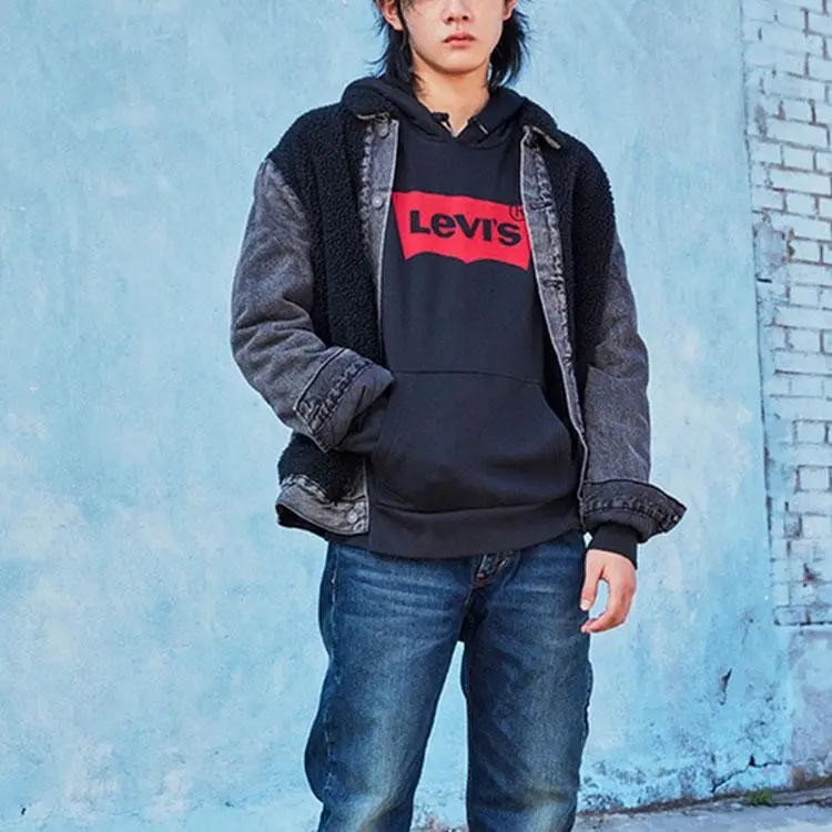 Giacca in Pile a Maniche Lunghe Color Block Levis Giubbotti Uomo Nero 77379-0001 XS miniatura 3