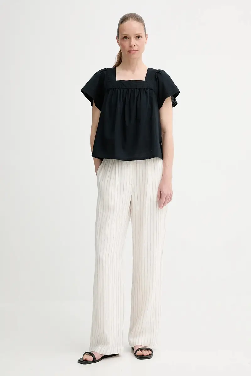 Levi's blusa in lino misto AMBRE BABYDOLL TANK donna colore nero 001SB miniatura 2