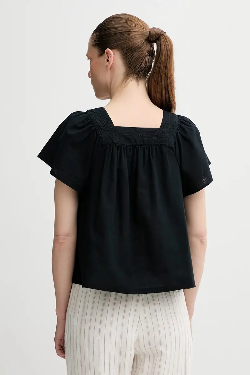 Levi's blusa in lino misto AMBRE BABYDOLL TANK donna colore nero 001SB miniatura 3