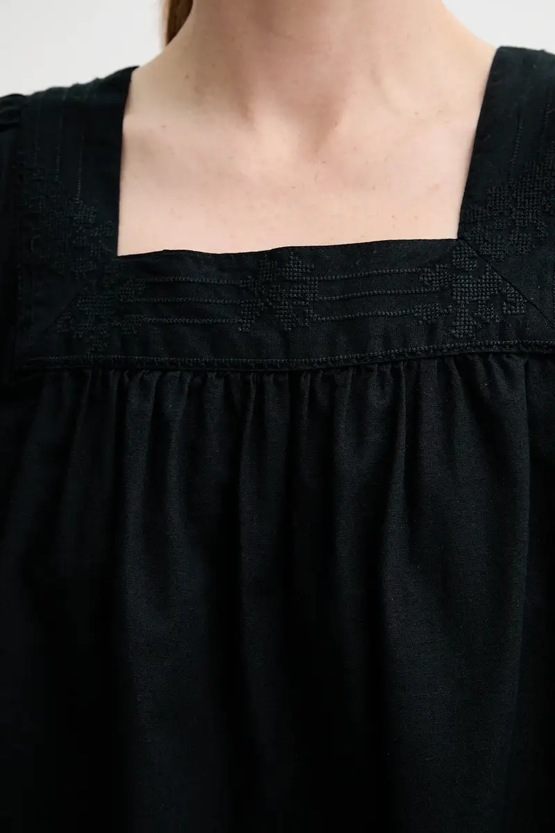 Levi's blusa in lino misto AMBRE BABYDOLL TANK donna colore nero 001SB miniatura 5