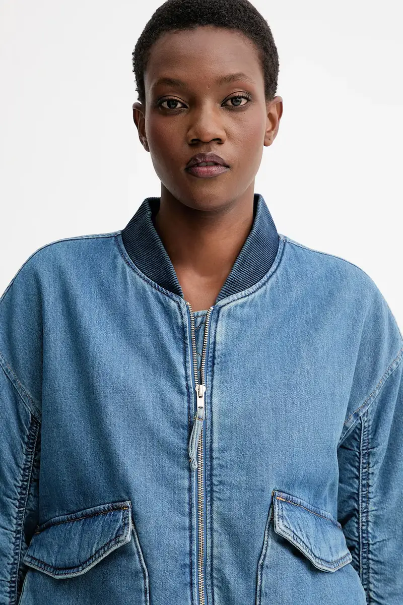 Levi's bomber in denim colore blu A7262.0009 miniatura 4