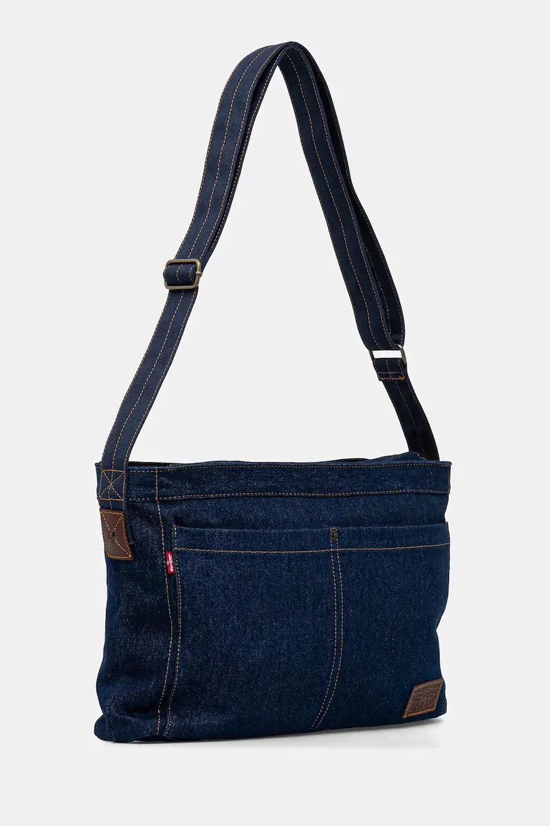 Levi's borsa in denim colore blu navy 002GV-0001 miniatura 2