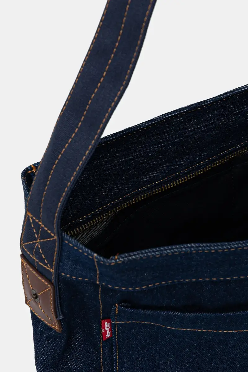 Levi's borsa in denim colore blu navy 002GV-0001 miniatura 5