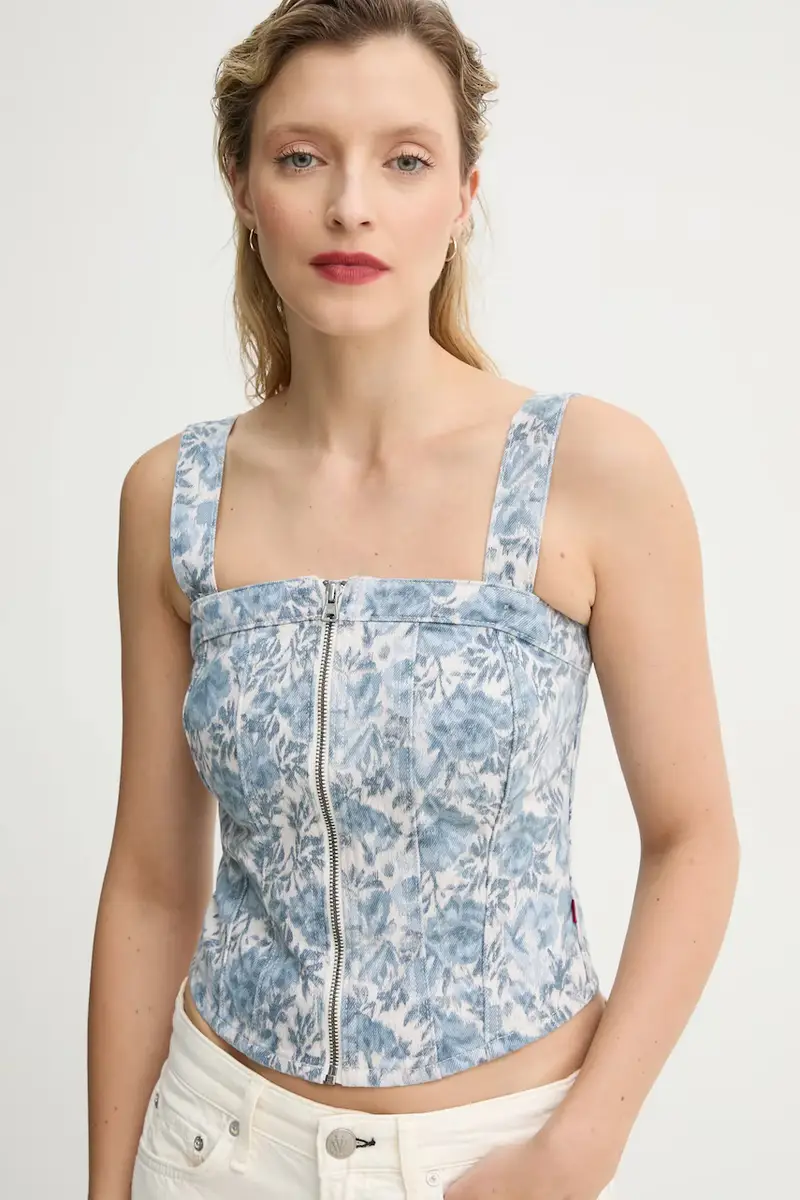 Levi's camicetta SCULPTED BUSTIER donna colore blu 001W4