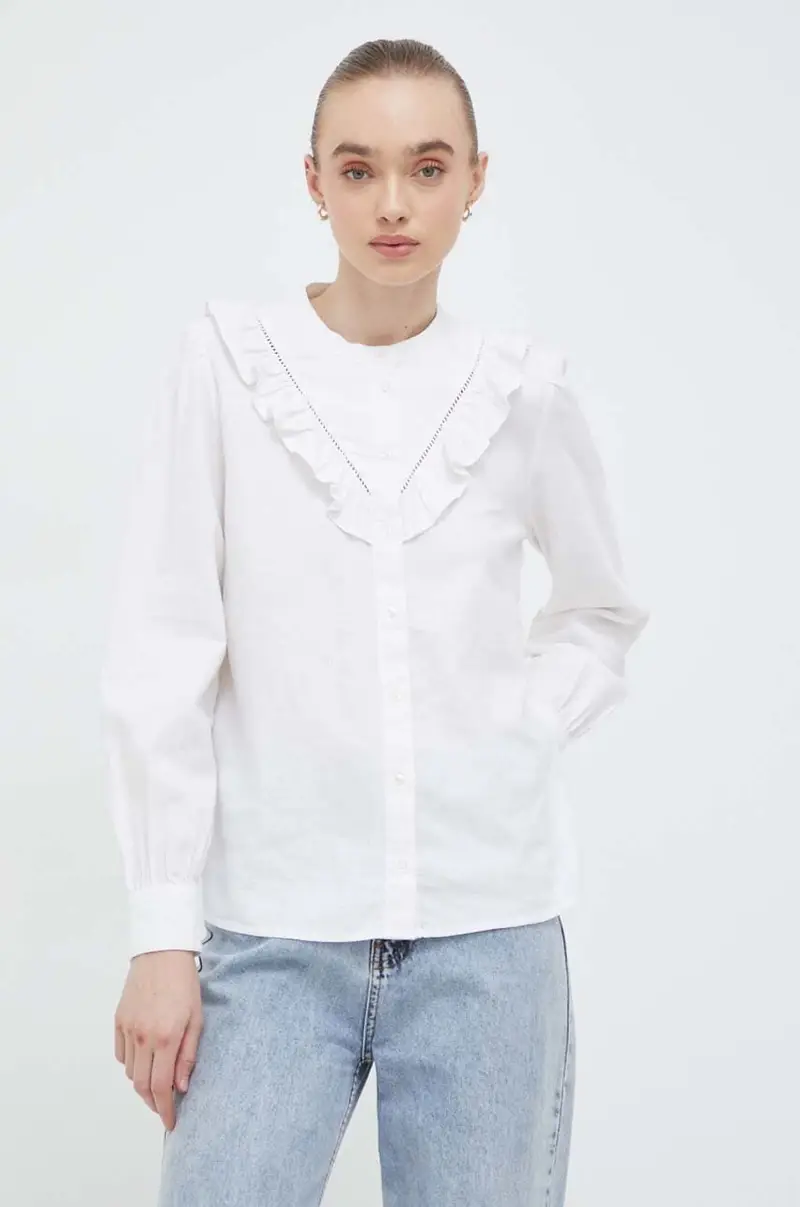 Levi's camicia di lino colore bianco