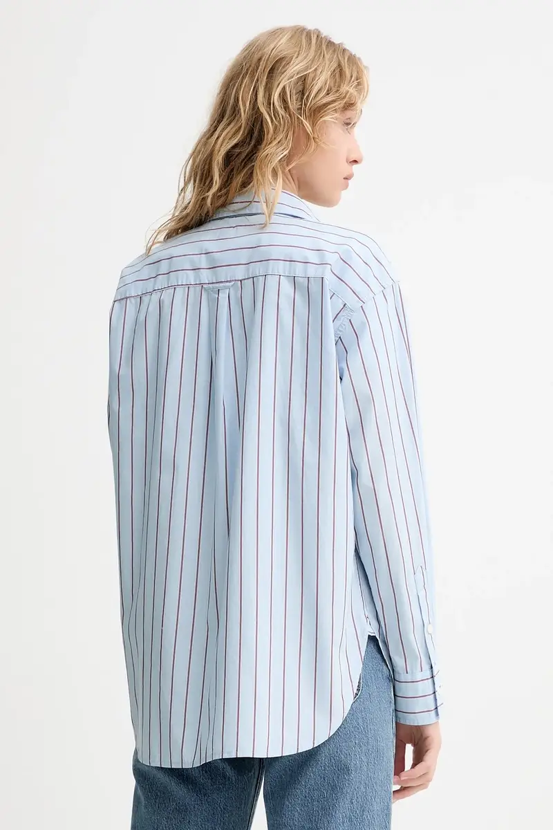 Levi's camicia in cotone donna colore blu 001HM miniatura 3