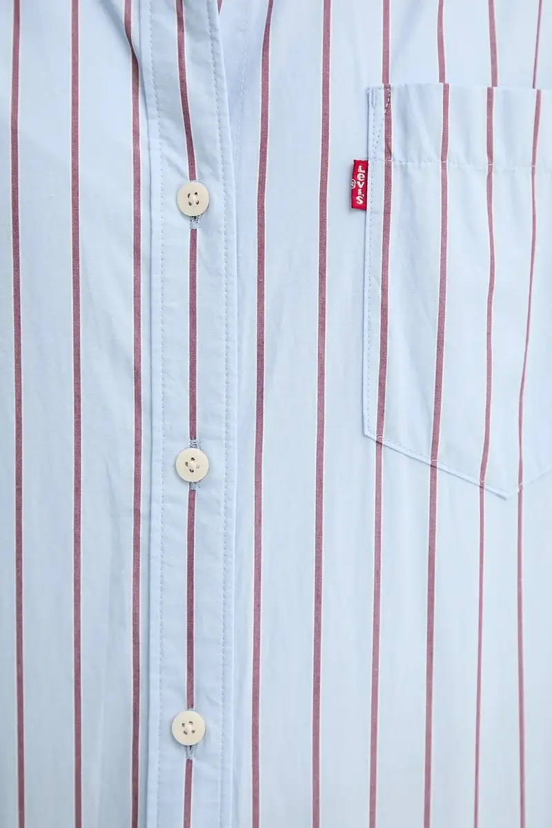 Levi's camicia in cotone donna colore blu 001HM miniatura 5