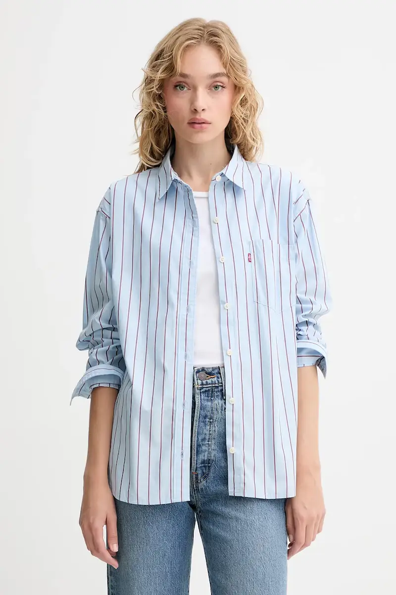 Levi's camicia in cotone donna colore blu 001HM
