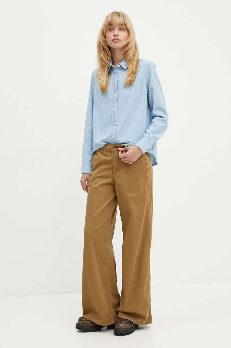 Levi's camicia in cotone donna colore blu 34574 miniatura 2