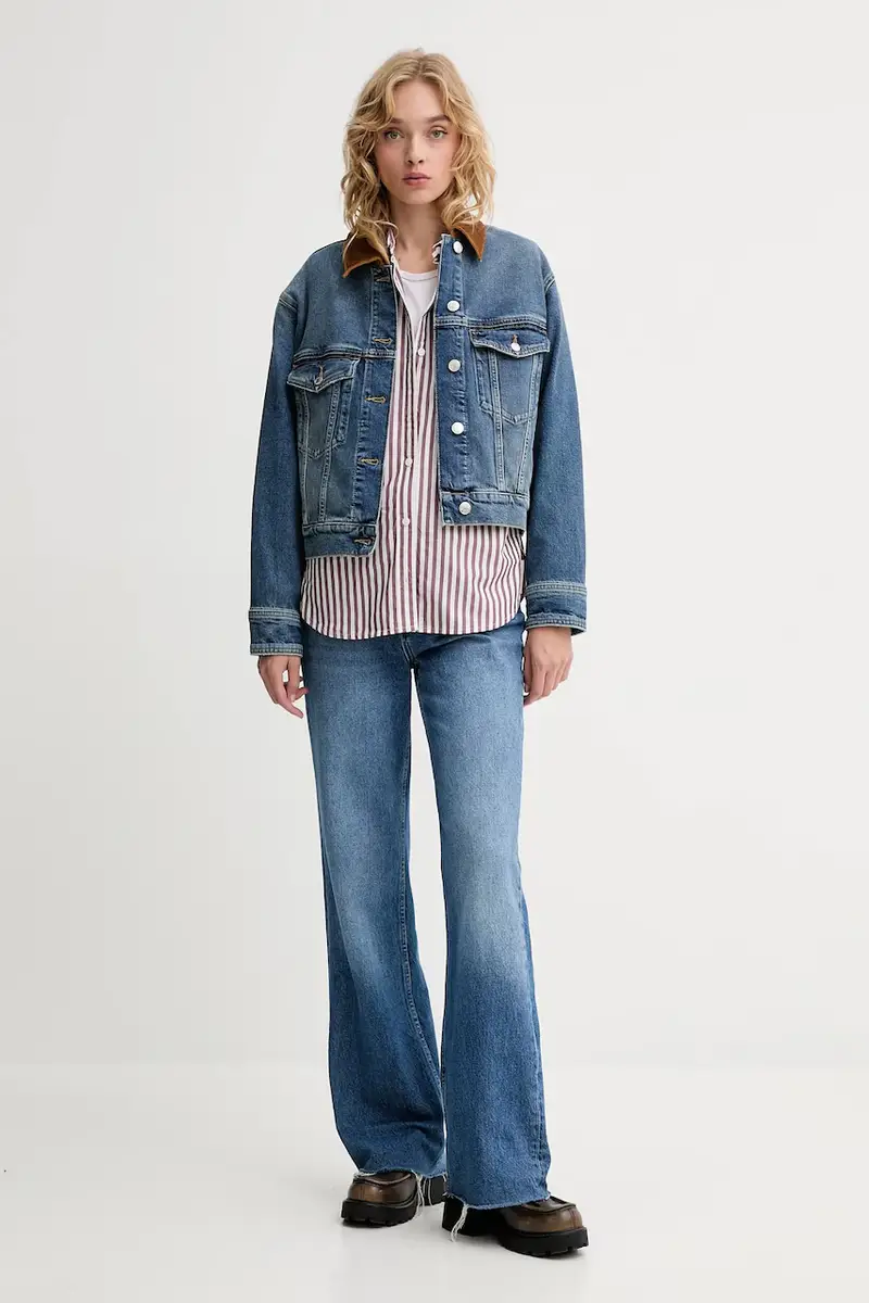 Levi's camicia in cotone donna colore marrone 001HM miniatura 2