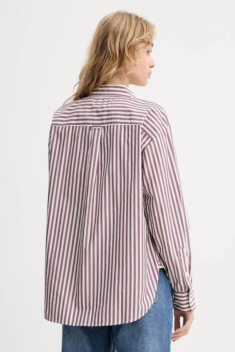 Levi's camicia in cotone donna colore marrone 001HM miniatura 3