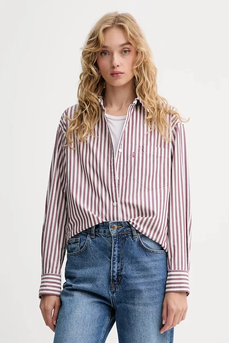 Levi's camicia in cotone donna colore marrone 001HM
